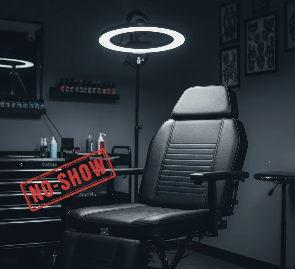 Empty procedure chair with no-show stamp